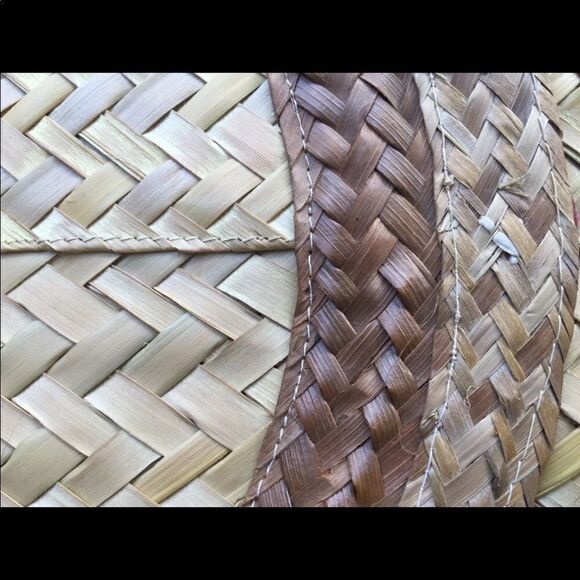 Wicker hand purse tropical beach straw woven khaki Hawiiaan bag envelope - Picture 2 of 6